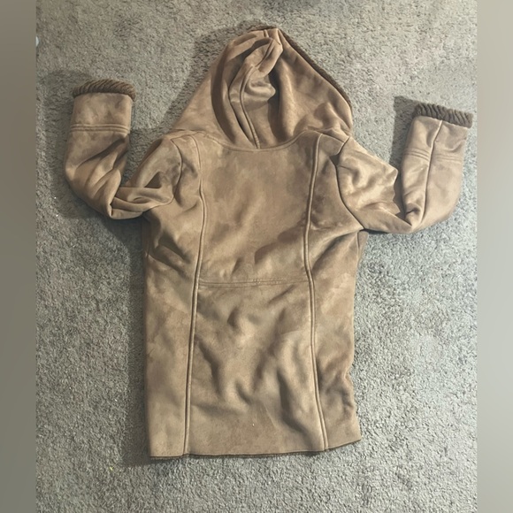 St. John's Bay Camel Hooded Jacket with Faux Fur - Picture 3 of 3